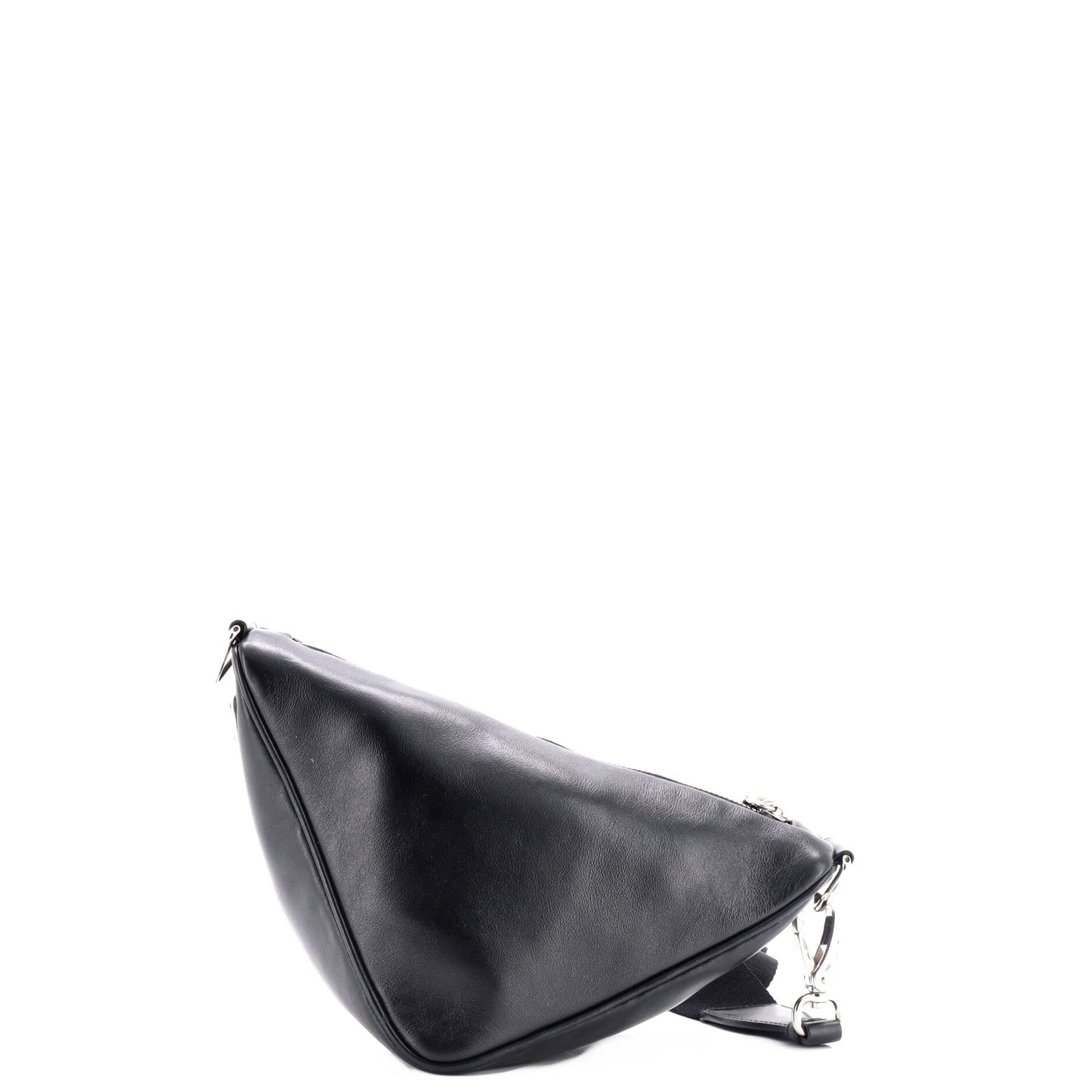 Prada Triangle Logo Zip Crossbody Bag Embossed Leather Mini