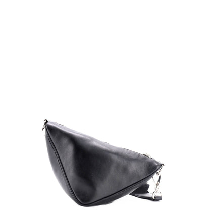 Prada Triangle Logo Zip Crossbody Bag Embossed Leather Mini