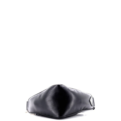 Prada Triangle Logo Zip Crossbody Bag Embossed Leather Mini