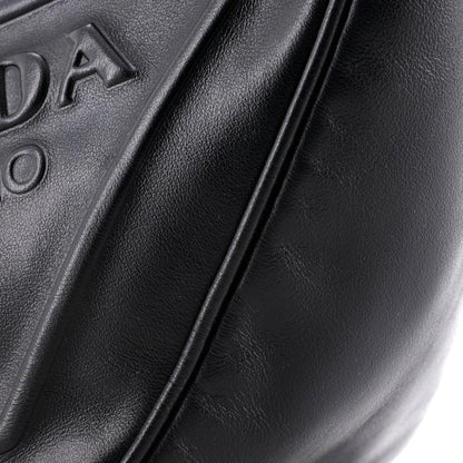 Prada Triangle Logo Zip Crossbody Bag Embossed Leather Mini