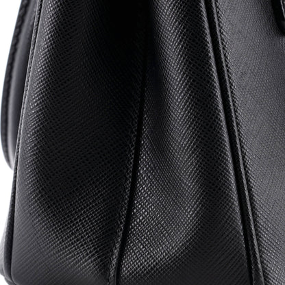 Prada Monochrome Galleria Double Zip Tote Saffiano Leather Mini