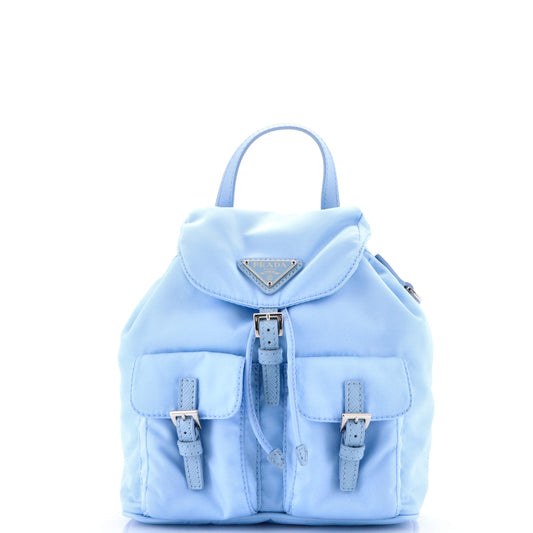 Prada Double Pocket Backpack Chain Shoulder Bag Re-Nylon Mini