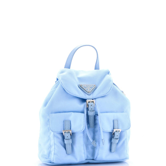 Prada Double Pocket Backpack Chain Shoulder Bag Re-Nylon Mini