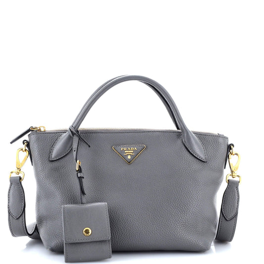 Prada Dual Strap Zip Tote Vitello Daino Small