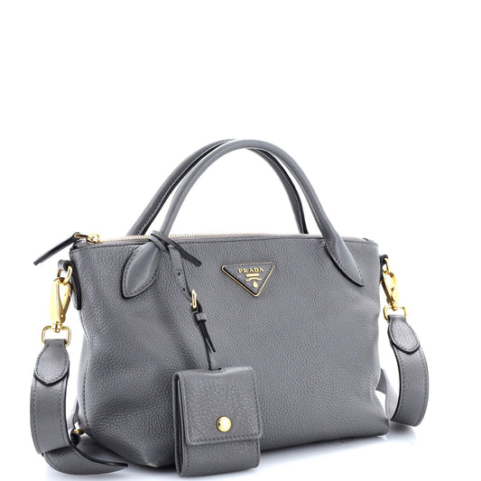 Prada Dual Strap Zip Tote Vitello Daino Small