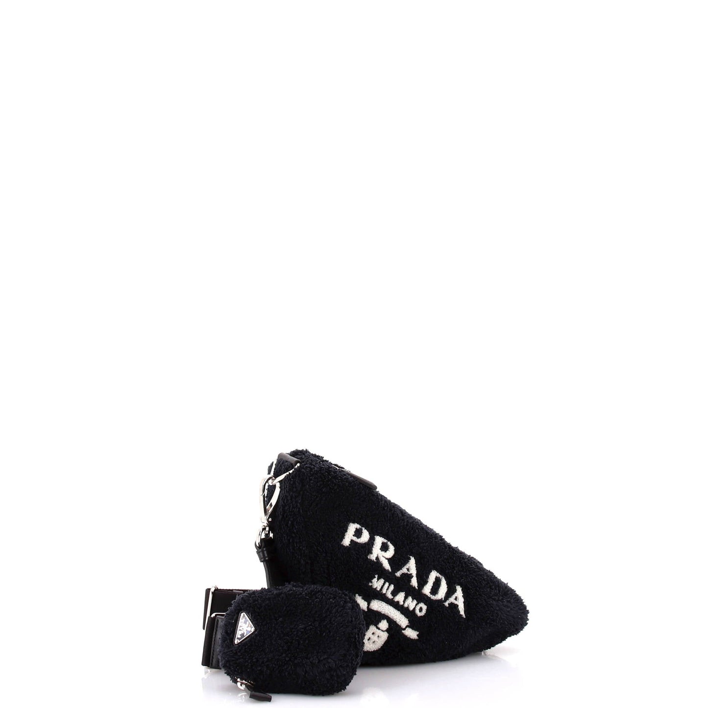 Prada Triangle Logo Zip Crossbody Bag Terry Cloth Small