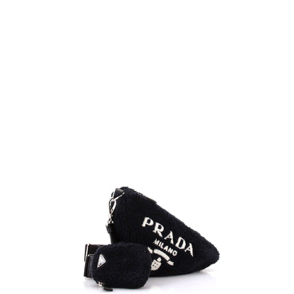 Prada Triangle Logo Zip Crossbody Bag Terry Cloth Small