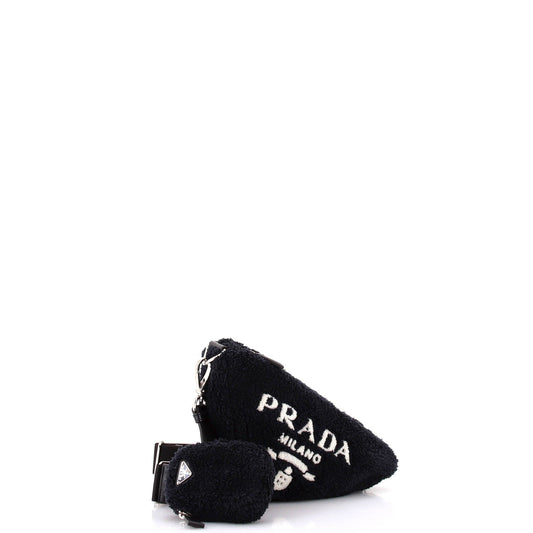 Prada Triangle Logo Zip Crossbody Bag Terry Cloth Small
