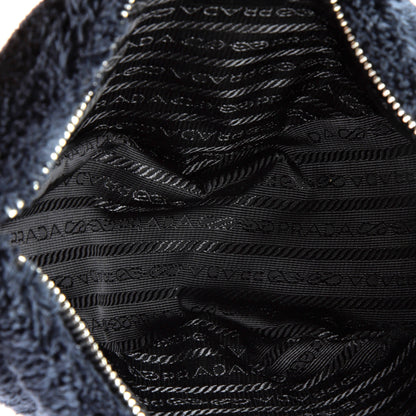 Prada Triangle Logo Zip Crossbody Bag Terry Cloth Small