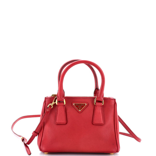 Prada Galleria Double Zip Tote Saffiano Leather Mini