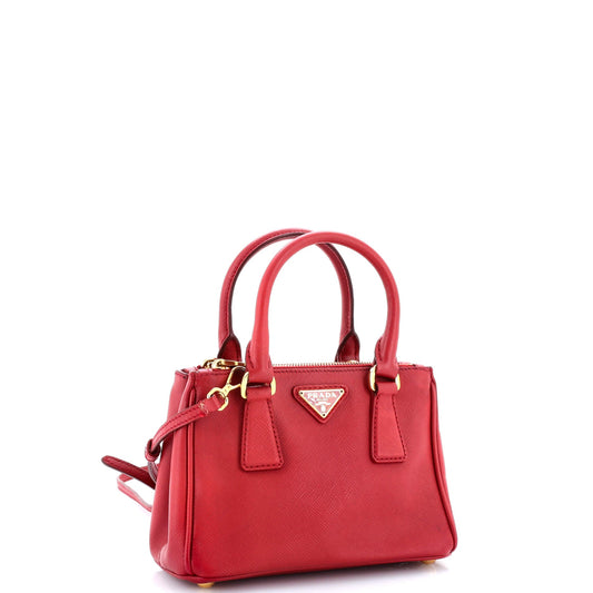Prada Galleria Double Zip Tote Saffiano Leather Mini