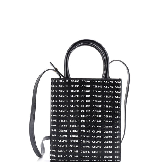 Celine Vertical Cabas Tote All Over Logo Print Leather Mini