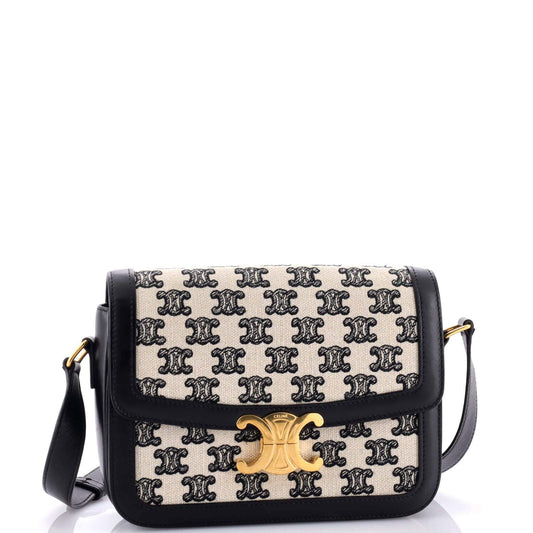 Celine Triomphe Shoulder Bag Triomphe Canvas Medium