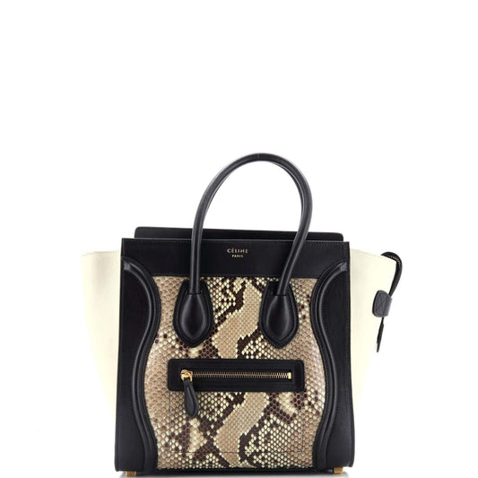 Celine Luggage Bag Python and Leather Micro