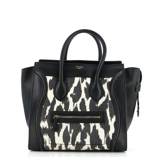 Celine Luggage Bag Printed Canvas and Leather Mini