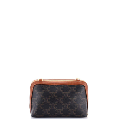 Celine Zip Around Chain Clutch Triomphe Coated Canvas None