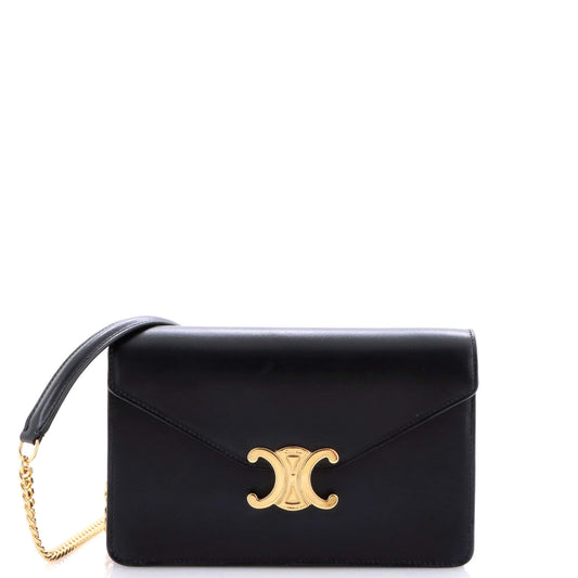 Celine Margo Triomphe Wallet on Chain Leather None
