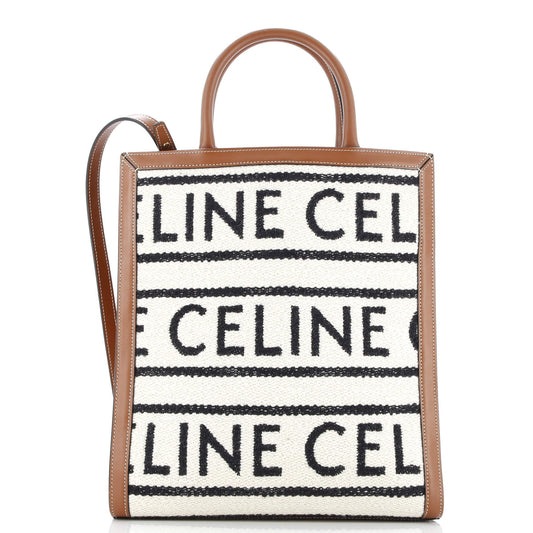 Celine Vertical Cabas Tote Logo All Over Textile Small