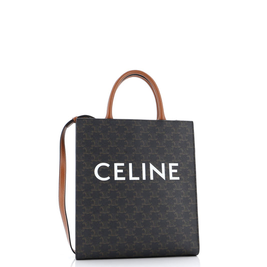 Celine Vertical Cabas Tote Triomphe Coated Canvas Small