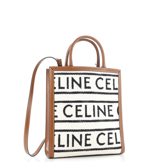 Celine Vertical Cabas Tote Logo All Over Textile Small