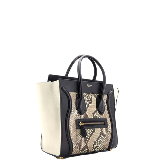Celine Luggage Bag Python and Leather Micro