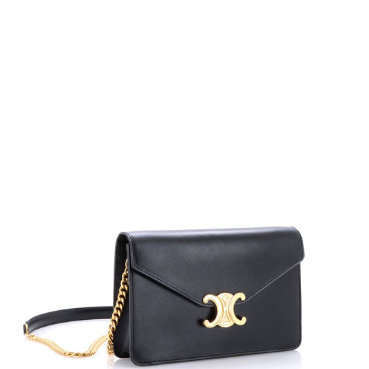 Celine Margo Triomphe Wallet on Chain Leather None