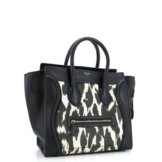 Celine Luggage Bag Printed Canvas and Leather Mini