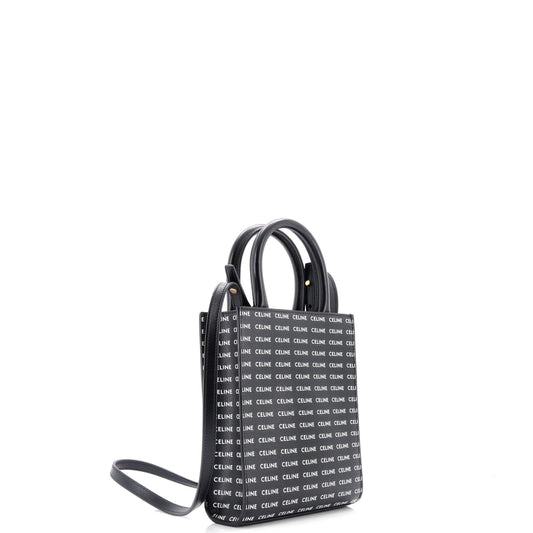 Celine Vertical Cabas Tote All Over Logo Print Leather Mini